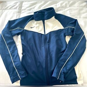 Nike Navy Blue and White Zip Up